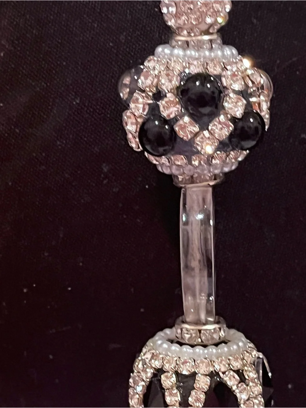 Designer inspired black and silver monogram focal fancy beaded pen